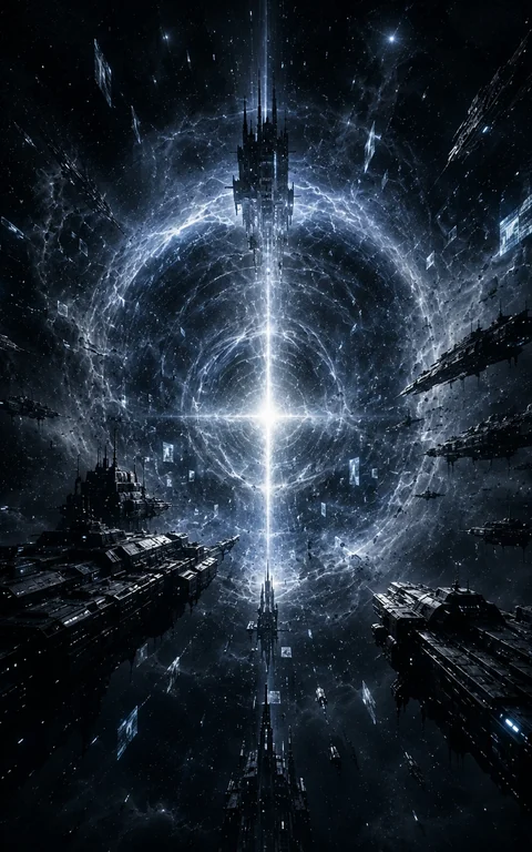 Fractured cosmic gateway and warships from The Pale Sequence